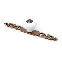 Pomo en porcelana cuero, dimensiones: placa 127- Ø31-altura27mm -