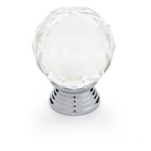 REI - Pomo de cristal con acabado cromo brillo, dimensiones: 30x30x41mm ø: 30mm -