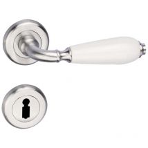 Jatec - Pomo puerta PZ,CinziaSat con roseta,Chr/blanco