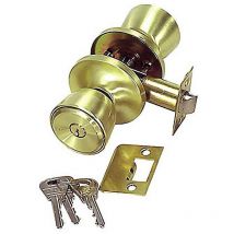 Ucem - cerradura u-3000-al-70 laton llave y paso , Con llavePomo exterior fijo con cilindro accionado por llavePomo interior libreAcabado