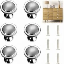 Peny - Pomos y tiradores para muebles dpzo, 6 piezas, tiradores de armario de plata maciza, tiradores redondos de acero inoxidable plateado con