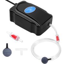 Pnuaticm - Pompe À Air Aquarium, 3w /8w Réglable Puissante Double Sortie Bulleur Aquarium Pour Aquarium 5 À 300 L Ultra Silencieuse Avec 1,5m /2m 