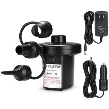 Pompe à air électrique avec 3 buses, 110 V AC/12 V DC, pompe de gonflage/dégonflage parfaite portable à remplissage rapide, adaptée pour le camping