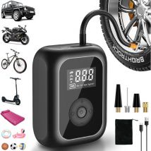 Ersandy - Pompe à air pour Schrad Compresseur à Air Portatif 2000mAh, Mini Gonfleur Electrique 10,3Bar/ 150PSI, Gonfleur Pneu Voiture avec Affichage