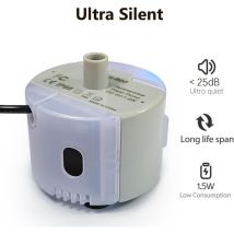 Pompe À Eau Pour Fontaine À Chat, Extrêmement Silencieuse (≤25 Db), Étanche Ip68, Faible Consommation D'Énergie (1,5 W), Adaptée À La Fontaine À Chat 