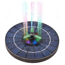 Pompe De Fontaine Solaire Colorée 4w Avec Buse Rotative À 360 °, Lumière Led Rvb, Pompe À Eau Solaire Avec Batterie, Fontaine Circulaire À Arrêt 