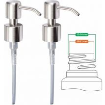 Pompe de Rechange pour Distributeur de Savon Liquide - Acier Inoxydable, Inox à finition brossée, 2 pièces - 24 mm, Ensoleillé