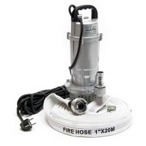 Pompe pour eaux usées 370W Pompe-cave Pompe submersible Débit 1.500 l/h avec Tuyau 20m Évacuation