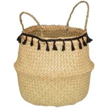 Atmosphera Créateur D'intérieur - Cestino pieghevole alina in canna nera d30cm