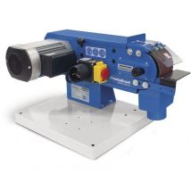Ponceuse à bande d'établi pour métaux avec bande abrasive 100x1220 mm 19 m/s 1,5 kW 230V dia. roue motrice 130 mm Metallkraft MBSM100-130
