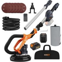 Ponceuse à cloisons sèches avec aspirateur, électrique sans balais, 7 télescopes pliables, vitesse variable, pour plafonds en pop-corn, 20V Max 4.0