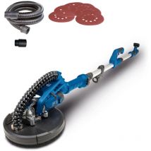 Ponceuse Mur & Plafond DS920X - 710W - Plateau de ponçage Ø225mm - led - tête inclinable jusqu'à 90°- Télescopique - 4m de Tuyau d'Aspiration, Kit