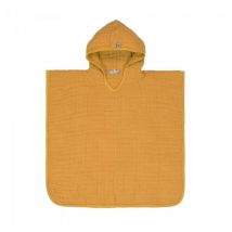 Poncho Bébé - Gaze de Coton - 100 % Coton - jaune - 12-36 mois.