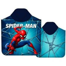 Poncho enfant 50x100 Spiderman bleu serviette avec capuche enfant S24