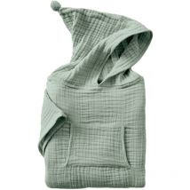Poncho Enfant Mixte 6/10 Ans en Gaze de Coton – Coloris Eucalyptus