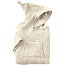 Poncho Enfant Mixte 6/10 Ans en Gaze de Coton – Coloris Naturel