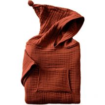 Poncho Enfant Mixte 6/10 Ans en Gaze de Coton – Coloris Terracotta