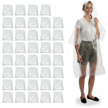 Ponchos imperméables jetables, Lot de 40, cirés avec capuche, contre la pluie, randonnée, unisexe, transparents