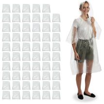 Ponchos imperméables jetables, Lot de 60, cirés avec capuche, contre la pluie, randonnée, unisexe, transparents
