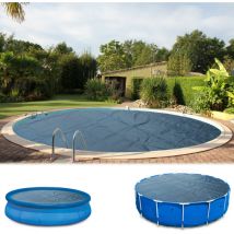 Pool Solarfolie ø 600 cm Premium rund schwarz/blau 400 my 12 mm Luftblasen - Poolpanda