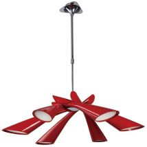 Diyas - Inspired Mantra Pop Pendant/Ceiling Convertible To Semi Flush 6 Light E27, Gloss Red/White Acrylic/Polished Chrome, cfl Lamps included