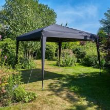 Pop Up Gazebo 3m x 3m Outdoor Garden Marquee Tent Easy Up Black With Carry Bag - Black