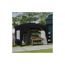 Birchtree - Pop Up Gazebo 3X3M with 4 Sides Garden Awning Canopy Party Tent Marquee Outdoor Black