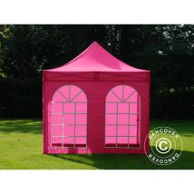 Pop up gazebo FleXtents Pop up canopy Folding tent PRO Steel 3x3 m Pink, incl. 4 sidewalls