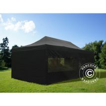 Pop up gazebo FleXtents Pop up canopy Folding tent pro Steel 4x8 m Black, incl. 6 sidewalls - Black