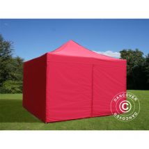Pop up gazebo FleXtents Pop up canopy Folding tent pro 4x4 m Red, incl. 4 sidewalls - Red