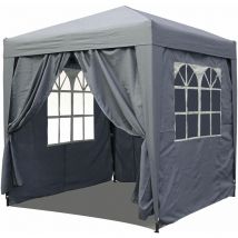 Pop-Up-Pavillon 2 x 2 m Smoky Grau mit 4 Easy-Klett Seitenteilen