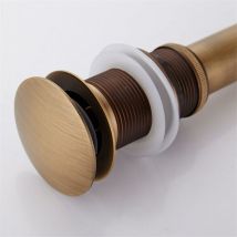Pop-up Rétro Bouchon Bonde de Lavabo Vidange Clic-clac sans Trop-Plein en Laiton Bronzé Universel Valve Draineur d'Evier Vasque Siphon sans Trou de
