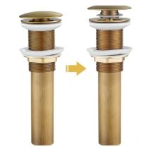 Kcvv - Pop Up Sink Drain without Overflow, Brass Sink Drain, Pop up Drain Plug