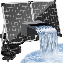 Poposoap 55w Solar-teichwasserfall-set – 20 Cm Wasserflügel Aus Edelstahl 304 – 2000 L/h Pumpe Mit 3 M Schlauch – Autarker Und Umweltfreundlicher 
