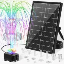 Poposoap 8w Solar-springbrunnenpumpe Mit 3200mah Akku Und Led-beleuchtung – Wasserspiel Bei Nacht Und 8 Sprühmodi – Solarpumpe Für Vogeltränke, Teich 