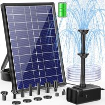 Poposoap 8w Solarbrunnen Mit 3600mah Akku - Pumpe Mit Trockenlaufschutz - 8 Strahlarten Und 1,5m Schlauch - Für Teiche, Vogeltränken Und Gärten