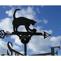 Cat and Ball Weathervane - Solid Steel - W61 x H88 cm - Black