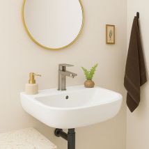 Kheops Lavabo monoforo in vitreous china, con troppopieno, 600 x 190 x 460 mm, bianco (P098401) - Porcher