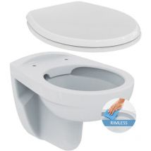 Toilet Set Wall-Hung Rimless Pan + Ideal Standard Astor Seat ( Rimless) - Porcher