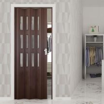 Saba - Porta a Soffietto da Interno 88,5x214 cm in pvc con Vetro Florance Noce Mansonia