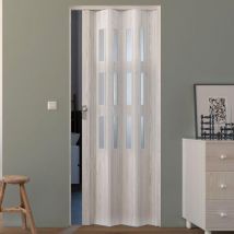 Saba - Porta a Soffietto da Interno 88,5x214 cm in pvc con Vetro Florance Pino Sbiancato