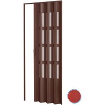 Pinto - Porta a soffietto da interno in kit con vetri in pvc mod. Sonia Rosso 82x210 cm