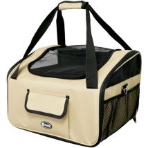 Porta animali da compagnia pieghevole fino a 9 kg Yatek dimensioni 41 x 35 x 26 cm, materiale ad alta resistenza oxford 600D, beige
