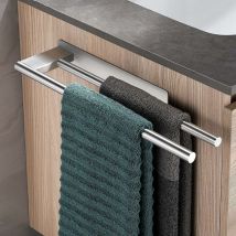 Porta Asciugamani Bagno Portasciugamani Doppio in Acciaio Inox Adesivo Porta Salviette da Parete per Bagno Cucina Argento