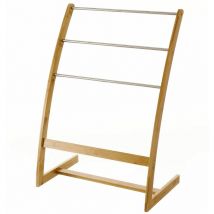 Wadiga - Porta Asciugamani Da Terra Piantana Legno Bambu' 3 Braccia Per Asciugamani Bagno