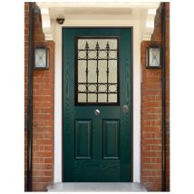 Blindofacile - Porta Blindata Classica Con Vetro Per Esterno Portoncino Blindato Vetrato Verde