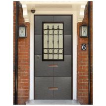 Blindofacile - Porta Blindata Grigio per Esterno con Vetro e Grata Portone di Ingresso