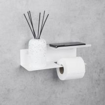 Porta carta igienica con mensola acciaio inox bianco Line Flex Left