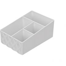 Organizer portaoggetti cosmetici plastica bianco 4 scomparti 14x20x9cm smack