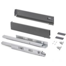 Cassetto esterno Vertex con regolazione 3D altezza 93mm, 40kg, profondità 350mm, Acciaio, Grigio antracite - Emuca